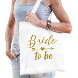 1x Vrijgezellenfeest Bride to be tasje wit goud/ goodiebag dames - Accessoires vrijgezellen party vrouw