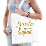 Vrijgezellenfeest Dames Tasjes/ Goodiebag Pakket - 1x Bride To Be Wit + 9x Bride Squad Wit
