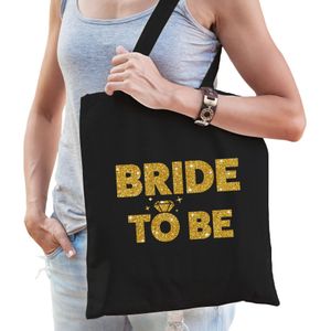 1x Bride To Be vrijgezellenfeest tasje zwart goud dikke letters/ goodiebag dames - Accessoires vrijgezellen party vrouw