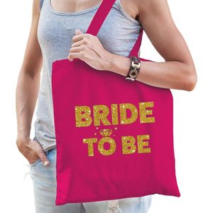 1x Bride Squad vrijgezellenfeest tasje roze goud dikke letters/ goodiebag dames - Accessoires vrijgezellen party vrouw