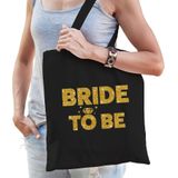 Pakket Vrijgezellenfeest vrouw tasjes/ goodiebag - 1x Bride to Be zwart goud + 7x Bride Squad zwart goud - Vrijgezellen dames
