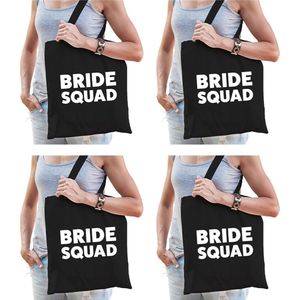 6x Bride Squad vrijgezellenfeest tasje zwart dikke letters/ goodiebag dames - Accessoires vrijgezellen party vrouw