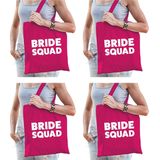 4x Bride Squad vrijgezellenfeest tasje roze dikke letters/ goodiebag dames - Accessoires vrijgezellen party vrouw