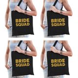 8x Bride Squad vrijgezellenfeest tasje zwart goud dikke letters/ goodiebag dames - Accessoires vrijgezellen party vrouw