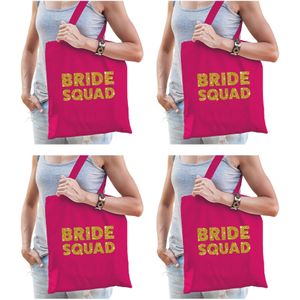4x Bride To Be vrijgezellenfeest tasje roze goud/ goodiebag dames - Feest Boodschappentassen