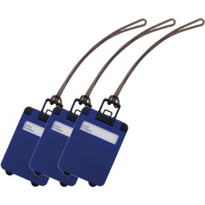 Pakket van 5x stuks kofferlabels kobalt blauw 9,5 cm - Reiskoffer reisaccessoire