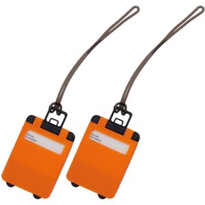 Pakket van 2x stuks kofferlabels oranje 9,5 cm - Reiskoffer reisaccessoire