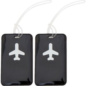 Pakket van 4x stuks kofferlabels zwart 11,5 cm - Reiskoffer reisaccessoire