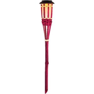 1x Roze buiten/tuin Led fakkel Bodi solar verlichting 54 cm vlam - Fakkels