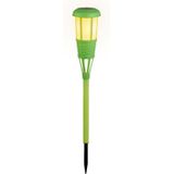 2x stuks solar tuinfakkel/tuinlamp groen op zonne-energie 61 cm - Prikspots tuinverlichting