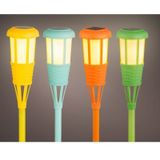 4x stuks solar tuinfakkel/tuinlamp groen op zonne-energie 61 cm - Prikspots tuinverlichting