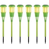 12x stuks solar tuinfakkel/tuinlamp groen op zonne-energie 61 cm - Prikspots tuinverlichting