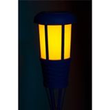 12x stuks solar tuinfakkel/tuinlamp blauw op zonne-energie 61 cm - Prikspots tuinverlichting