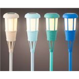 12x stuks solar tuinfakkel/tuinlamp blauw op zonne-energie 61 cm - Prikspots tuinverlichting