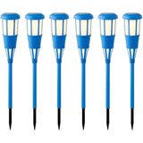 12x stuks solar tuinfakkel/tuinlamp blauw op zonne-energie 61 cm - Prikspots tuinverlichting