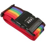 Pakket van 2x stuks kofferriemen/bagageriemen met cijferslot 200 cm - kofferspandband regenboog kleuren