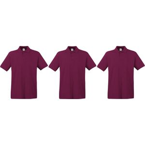 3-Pack bordeaux rode polo shirt premium van katoen voor heren - Polo t-shirts voor heren