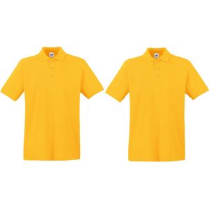 2-Pack geel polo shirt premium van katoen voor heren - Polo t-shirts voor heren