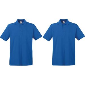 2-Pack blauw polo shirt premium van katoen voor heren - Polo t-shirts voor heren
