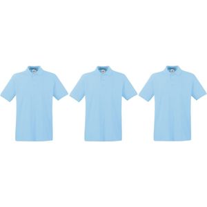 3-Pack lichtblauw polo shirt premium van katoen voor heren - Polo t-shirts voor heren
