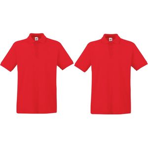 2-Pack rood polo shirt premium van katoen voor heren - Polo t-shirts voor heren