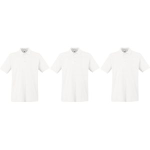 3-Pack wit polo shirt premium van katoen voor heren - Polo t-shirts voor heren