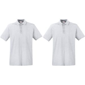 2-Pack lichtgrijs polo shirt premium van katoen voor heren - Polo t-shirts voor heren