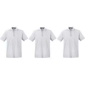 3-Pack lichtgrijs polo shirt premium van katoen voor heren - Polo t-shirts voor heren