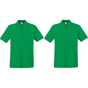 2-Pack maat S groen polo shirt premium van katoen voor heren - Polo t-shirts voor heren