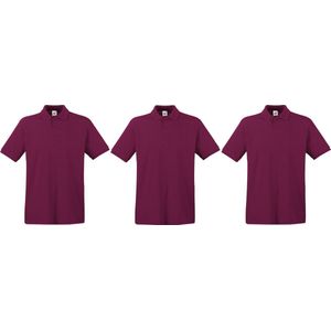 3-Pack rood polo shirt premium van katoen voor heren - Polo t-shirts voor heren