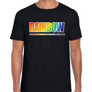 T-shirt Rainbow - Tekst regenboog zwart voor heren - LHBT - Gay pride shirt kleding outfit