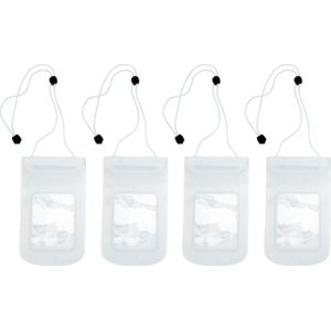 4x stuks waterdichte multifunctionele PVC strandtasjes wit - Geldkokers