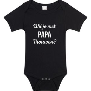 Wil je met papa trouwen huwelijksaanzoek tekst baby rompertje zwart jongens en meisjes - huwelijksaanzoek / cadeau romper 56