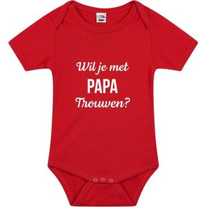 Wil je met Papa Trouwen - Rompertje - Rood - 100% Katoen