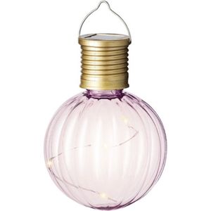 Lumineo Solar lampion voor buiten - LED - lichtroze - 11 cm - buitenverlichting