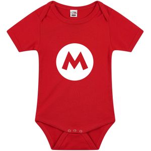 Verkleed kraamcadeau loodgieter Mario rompertje rood jongens en meisjes