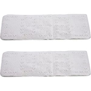 Set van 2x stuks badmatten/douchematten melkwit 43 x 90 cm - Anti-slip mat voor in de douchecabine