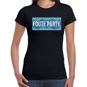 Foute party t-shirt - zwart - dames - fout fun tekst shirt outfit kleding