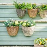 Set van 2x stuks balkonmanden/plantenmanden/plantenbakken lichtbruin rotan 42 en 38 cm