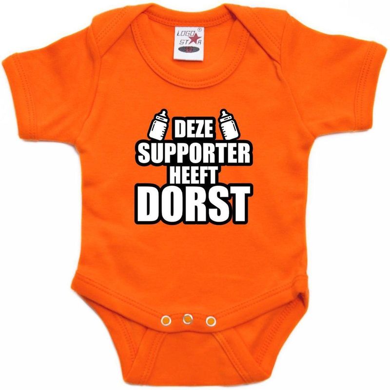Oranje Fan Romper Voor Babys - Deze Supporter Heeft Dorst - Holland / Nederland Supporter