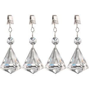 4x stuks tafelkleedgewichtjes kristallen diamant glas - Tafelkleedhangers - Tafelzeilgewichtjes