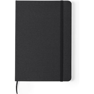 Luxe schriften/notitieboekje - 1x - zwart met elastiek - A5 formaat - gelinieerd