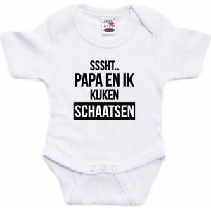 Sssht Kijken Schaatsen Tekst Baby Rompertje Wit Jongens/Meisjes - Vaderdag/Babyshower Cadeau