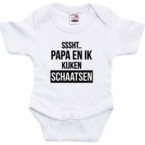 Sssht Kijken Schaatsen Tekst Baby Rompertje Wit Jongens/Meisjes - Vaderdag/Babyshower Cadeau