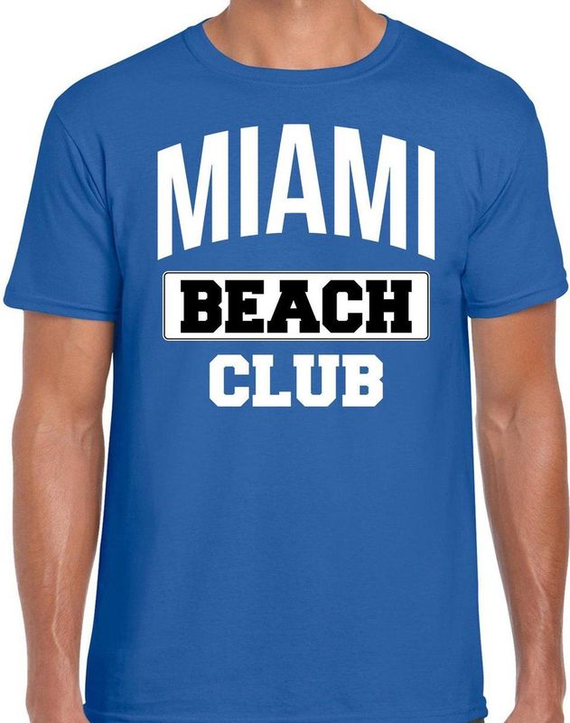 Bellatio Decorations - Zomer T-shirt - Blauw - Heren - Miami Beach Club