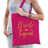1x Vrijgezellenfeest Bride Squad tasje roze/goud goodiebag dames - Accessoires vrijgezellen party vrouw