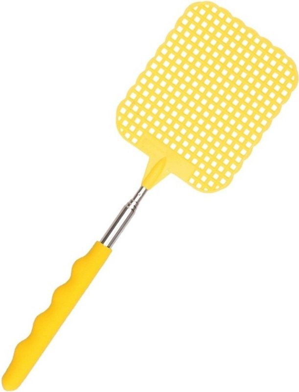 Uitschuifbare vliegenmepper geel 66 cm - XL vliegenmeppers - Ongediertebestrijding