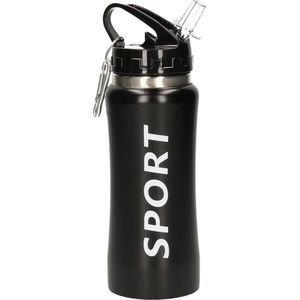 Sport bidon drinkfles/waterfles Sport print zwart 420 Ml