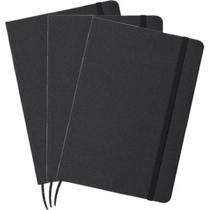 Luxe schrift/notitieboekje harde kaft A5 formaat - 6x - zwart - 80 blanco paginas - opschrijfboekjes