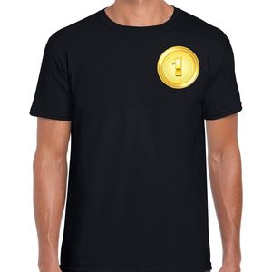 Kampioen t-shirt gouden medaille zwart heren - winnaar shirt Nr 1